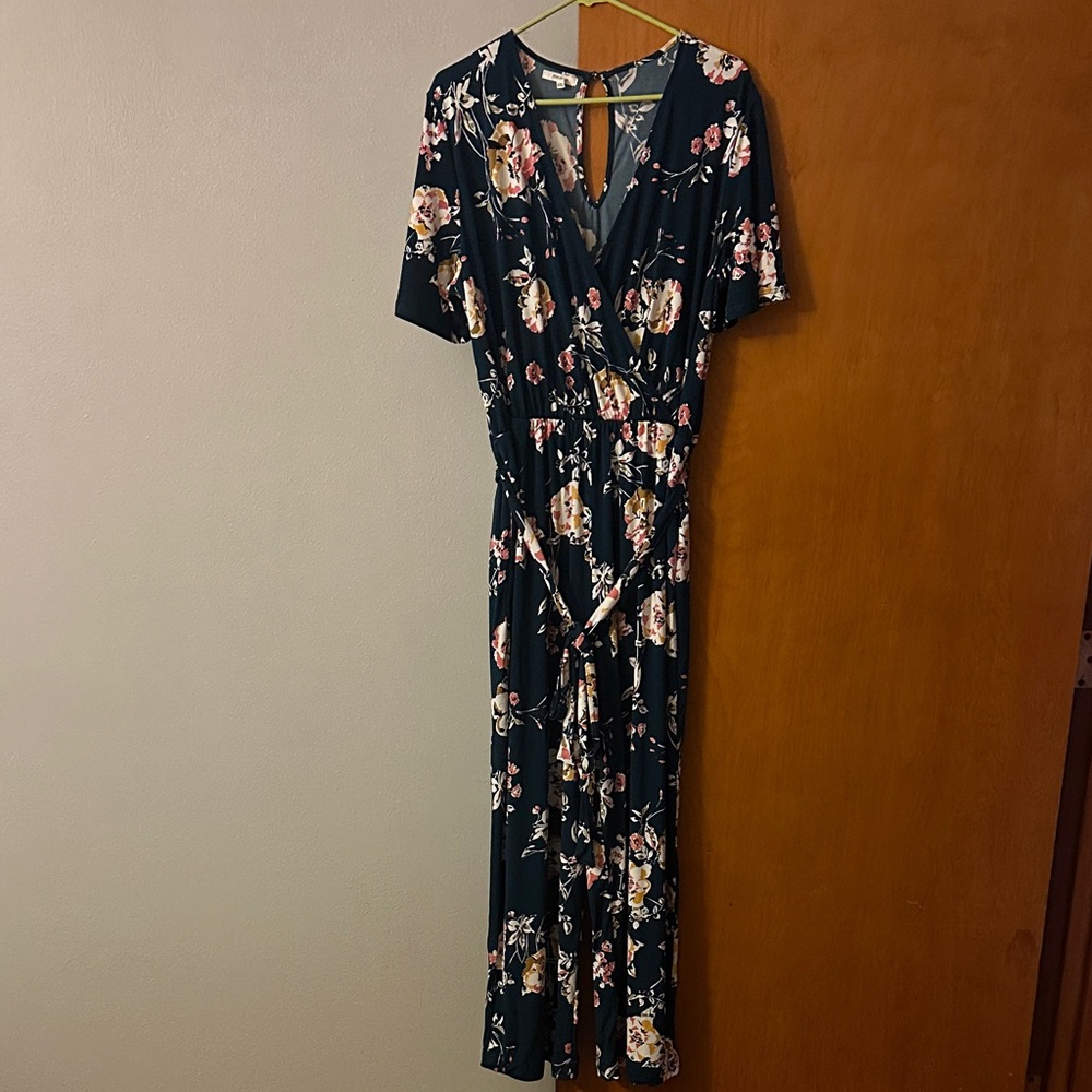 Maurices Floral Jumpsuit - Black and Pink